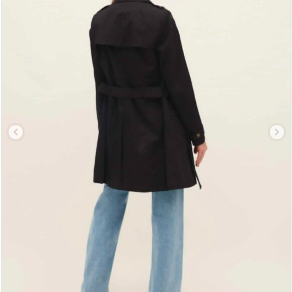 Stradivarius Women's Black Double-Breasted Trench Coat - Size L (NWT) - Picture 3 of 16